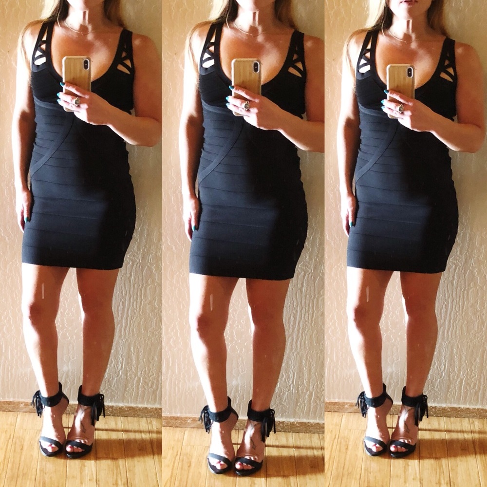BEBE Black Size Small Bondage Mini Dress